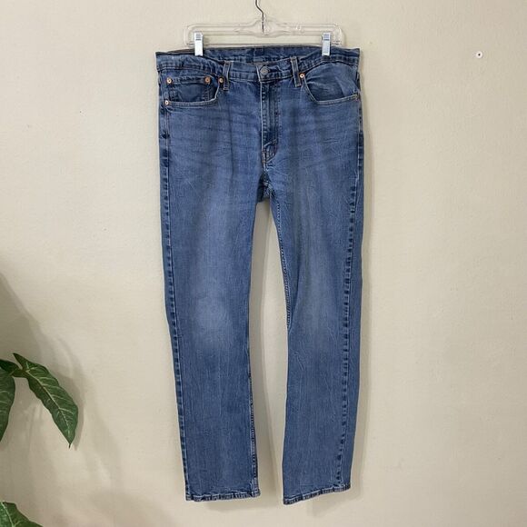 Levi's 514 Jeans Men's 36x34 Straight Leg Medium Wash Blue Stretch Denim - Picture 1 of 14